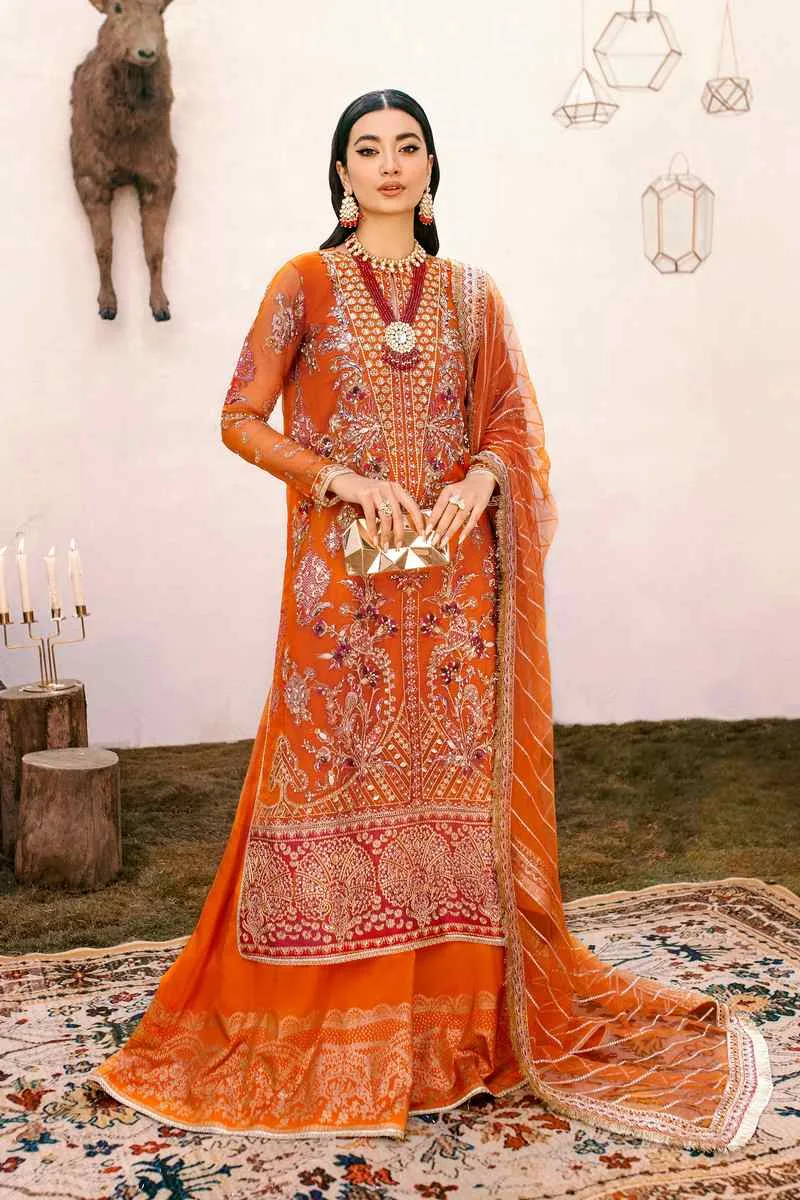 Ezra Wedding Collection Orange Cotton Silk – view 1 – Poshaq