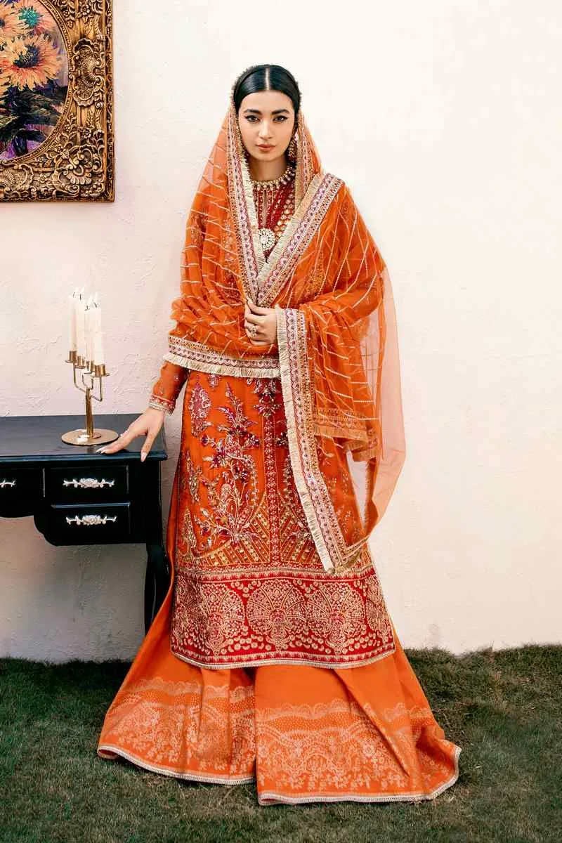 Ezra Wedding Collection Orange Cotton Silk – view 2 – Poshaq