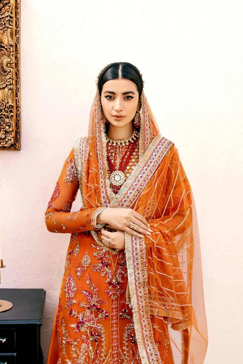 Ezra Wedding Collection Orange Cotton Silk – view 4 – Poshaq
