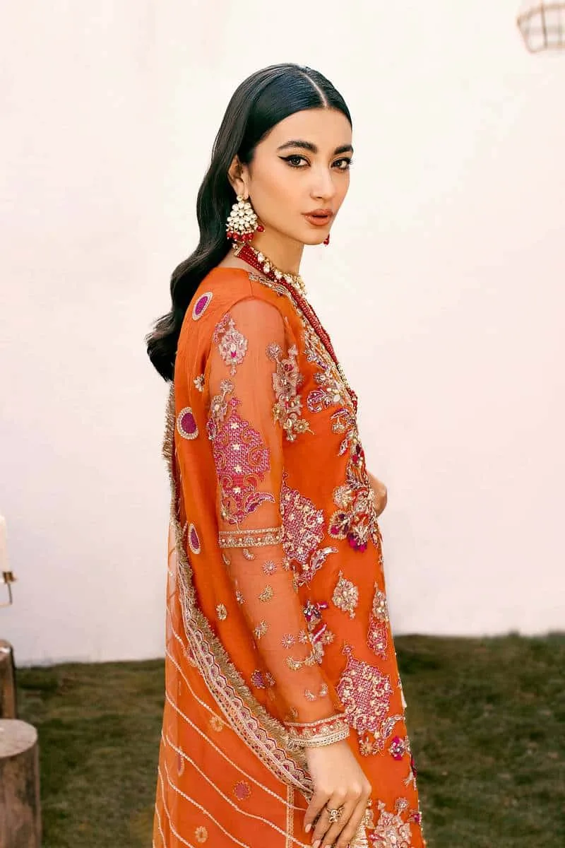 Ezra Wedding Collection Orange Cotton Silk – view 5 – Poshaq