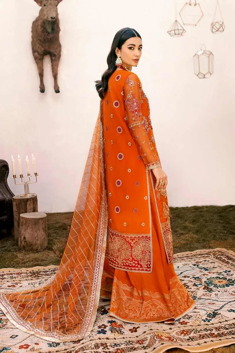 Ezra Wedding Collection Orange Cotton Silk – view 7 – Poshaq