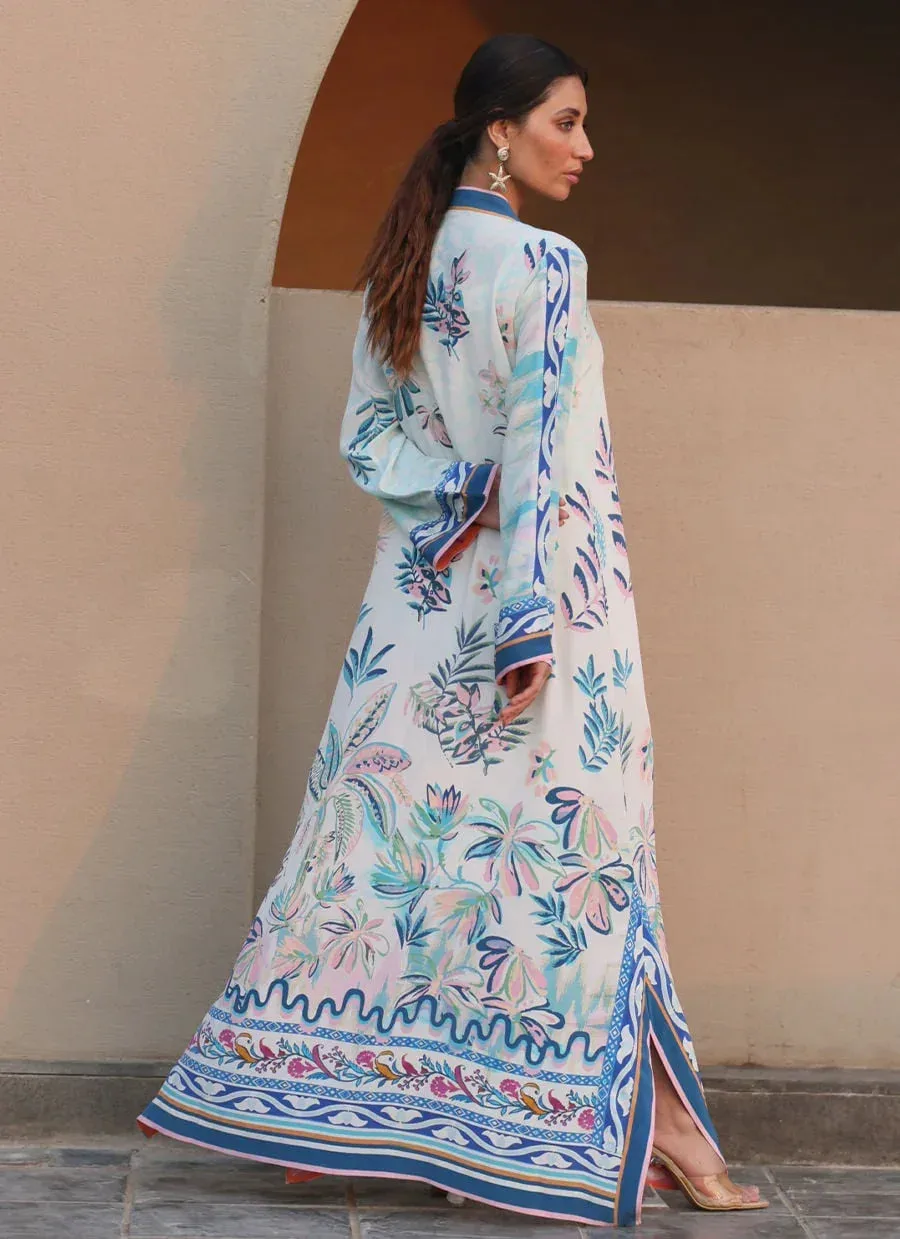 Farah Talib Aziz Laani The Kaftan Edit Off White Crepe – view 2 – Poshaq