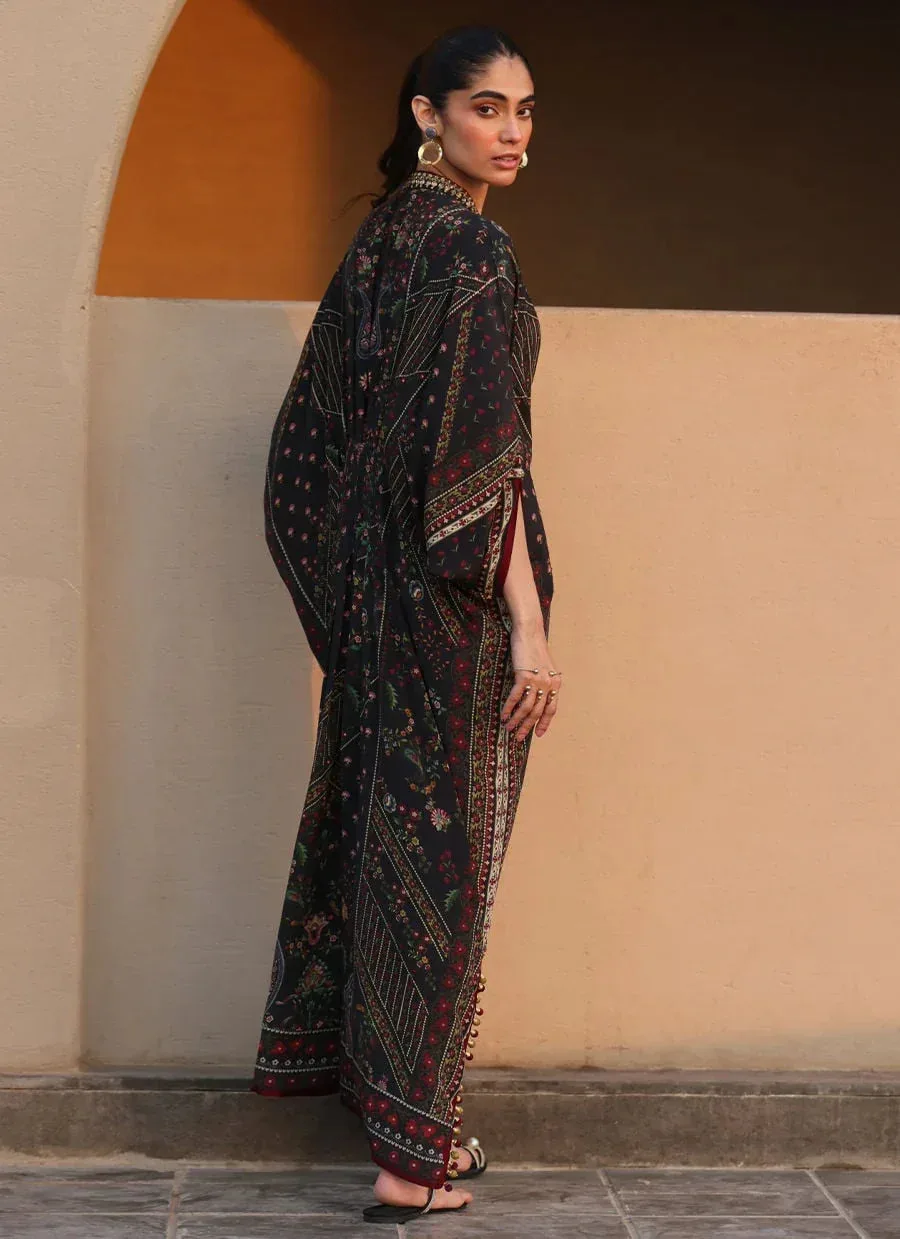Farah Talib Aziz Laani The Kaftan Edit Black Crepe – view 2 – Poshaq