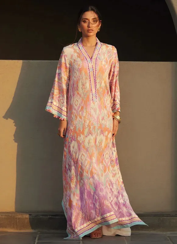 Farah Talib Aziz Laani The Kaftan Edit Lilac Crepe – view 1 – Poshaq