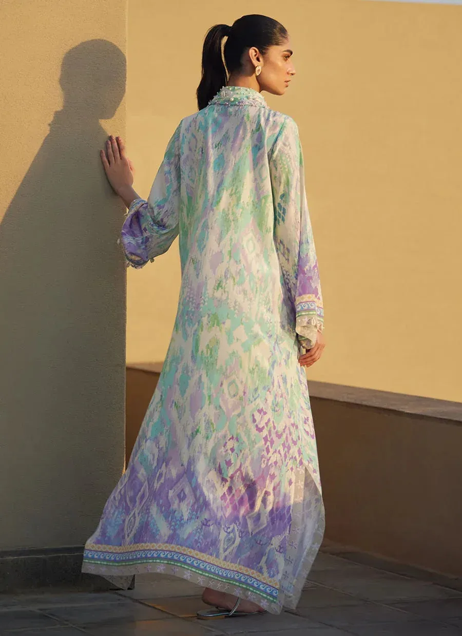 Farah Talib Aziz Laani The Kaftan Edit Mint Crepe – view 2 – Poshaq