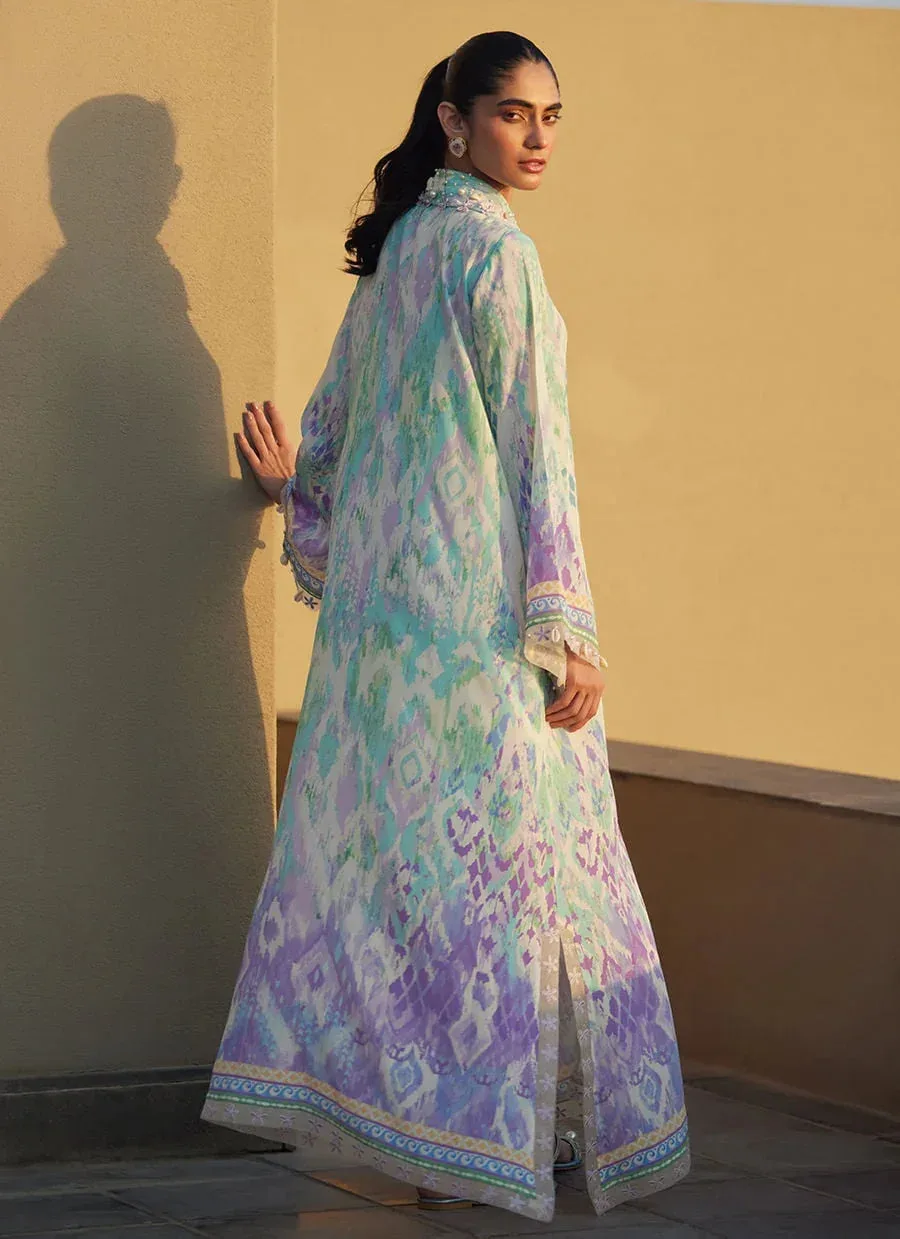 Farah Talib Aziz Laani The Kaftan Edit Mint Crepe – view 5 – Poshaq