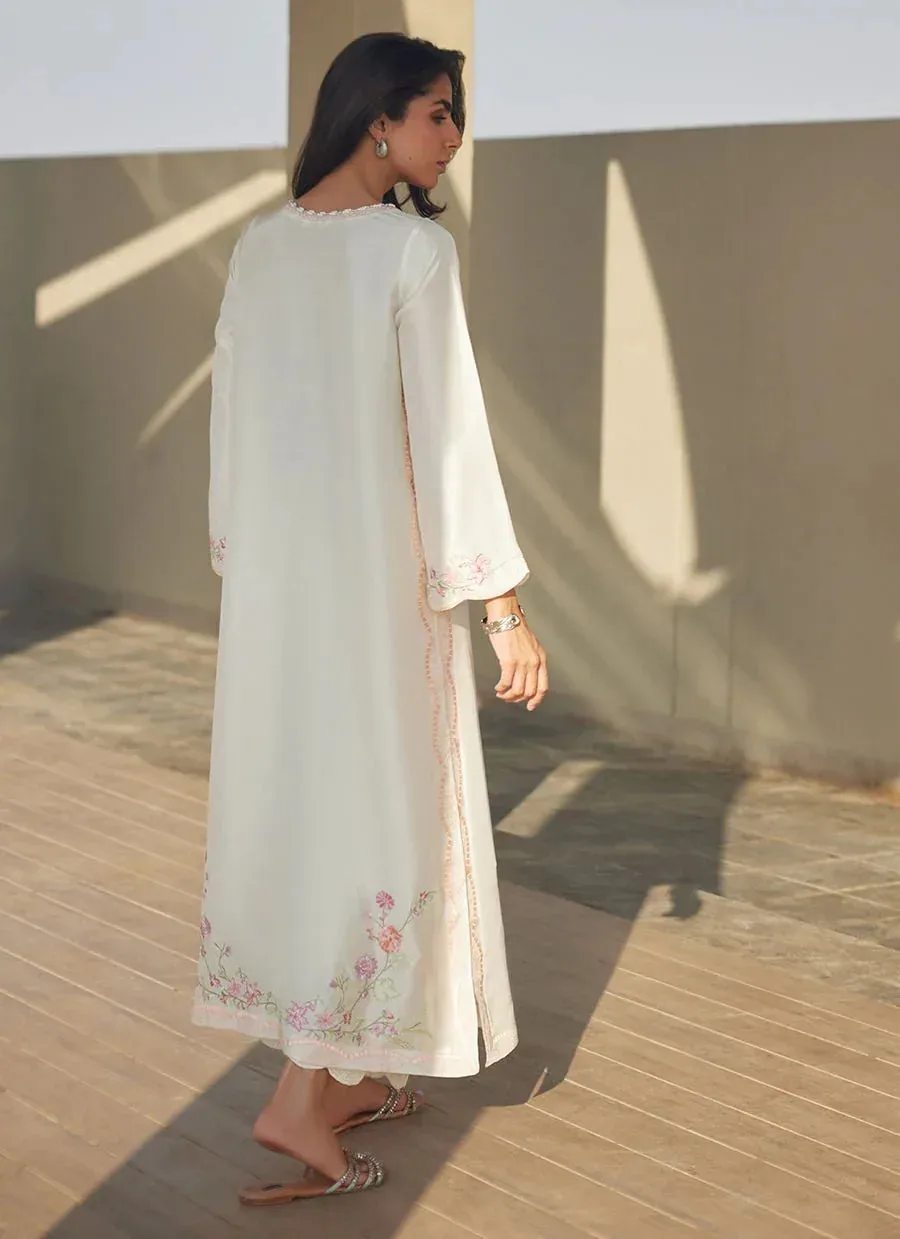 Farah Talib Aziz Laani The Kaftan Edit Off White Raw Silk – view 2 – Poshaq