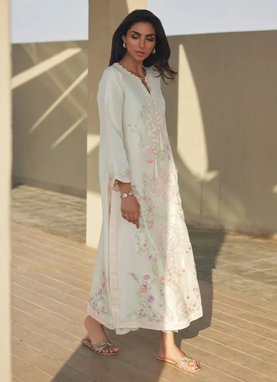 Farah Talib Aziz Laani The Kaftan Edit Off White Raw Silk – view 3 – Poshaq