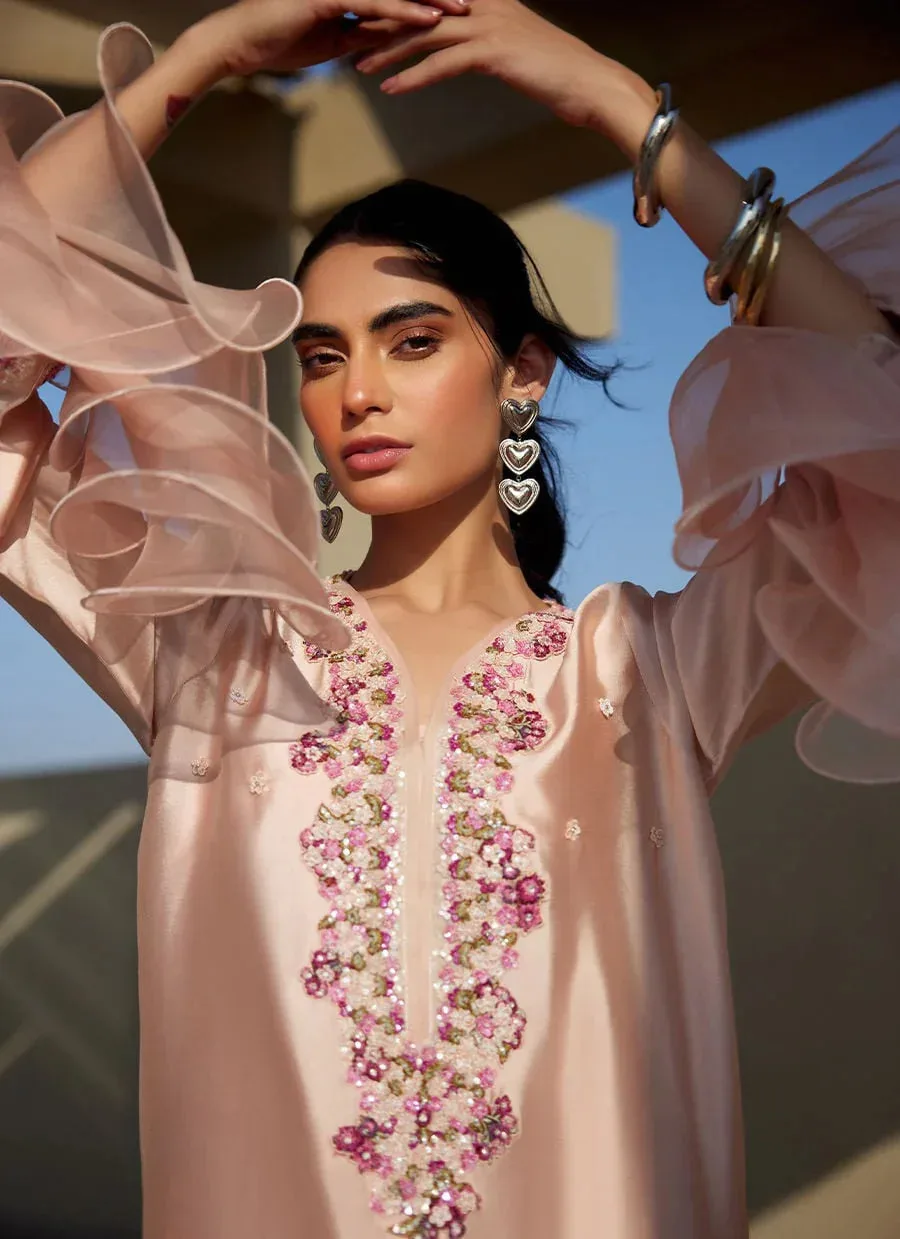 Farah Talib Aziz Laani The Kaftan Edit Skin Raw Silk – view 3 – Poshaq