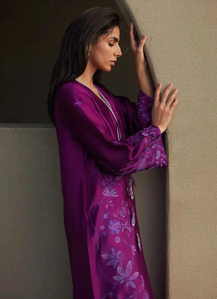 Farah Talib Aziz Laani The Kaftan Edit Purple Silk – view 6 – Poshaq