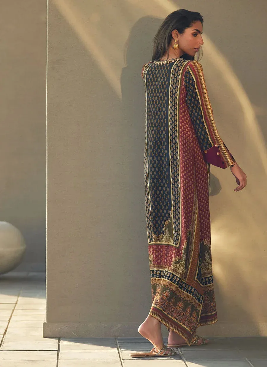 Farah Talib Aziz Laani The Kaftan Edit Black Raw Silk – view 2 – Poshaq