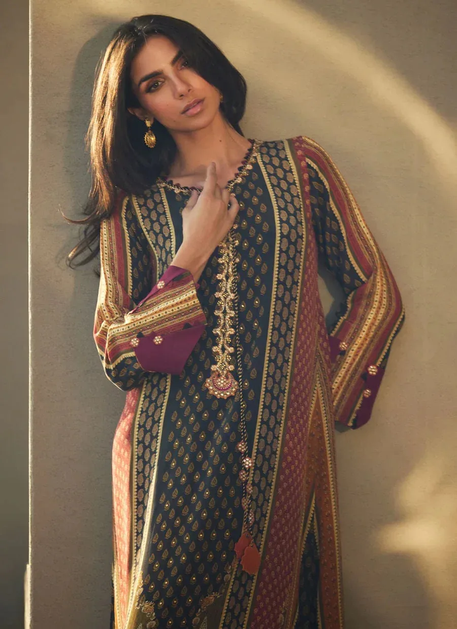 Farah Talib Aziz Laani The Kaftan Edit Black Raw Silk – view 3 – Poshaq