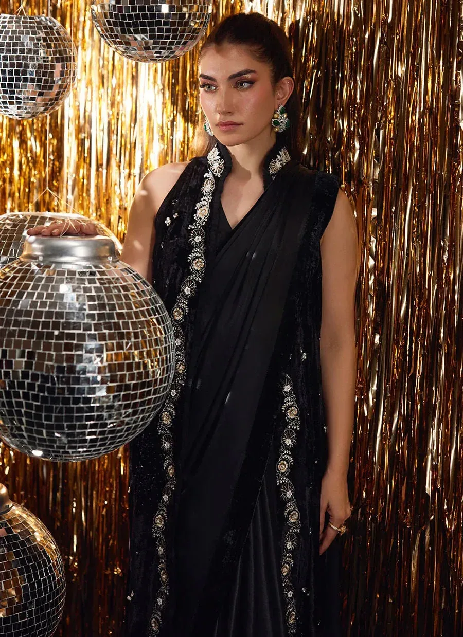 Farah Talib Aziz Velvet Fete 4 Black Raw Silk – view 5 – Poshaq