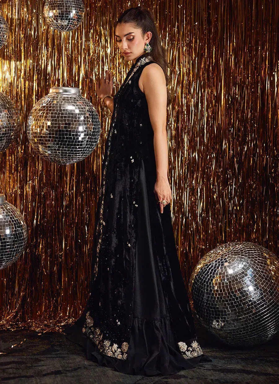 Farah Talib Aziz Velvet Fete 4 Black Raw Silk – view 7 – Poshaq