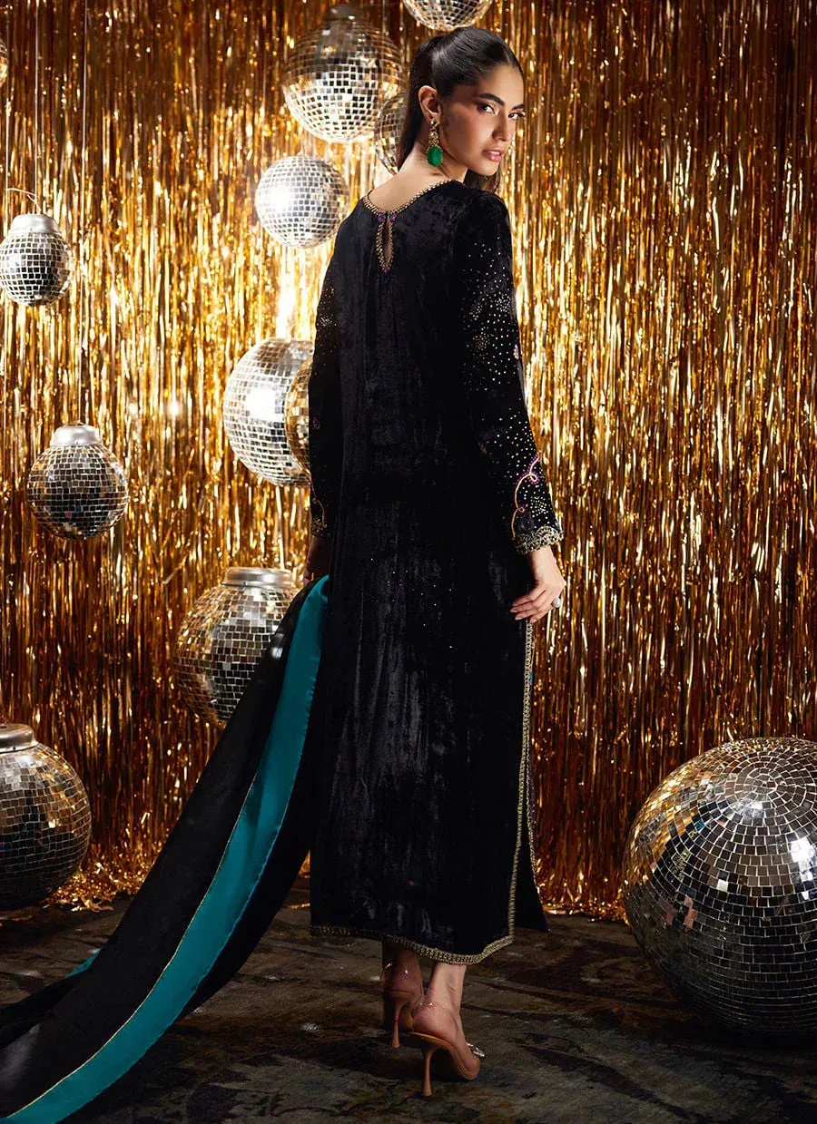 Farah Talib Aziz Velvet Fete 4 Black Raw Silk – view 2 – Poshaq