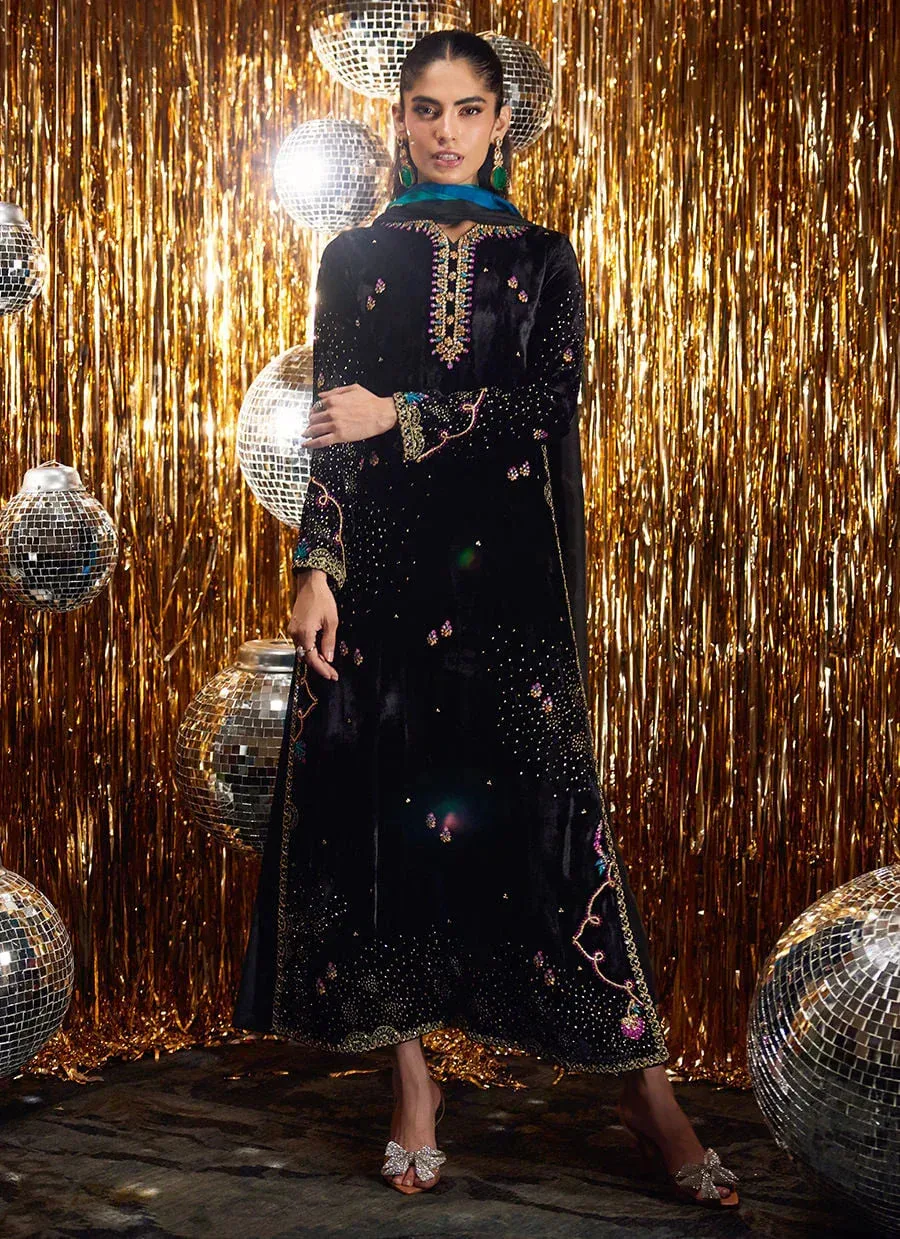 Farah Talib Aziz Velvet Fete 4 Black Raw Silk – view 5 – Poshaq