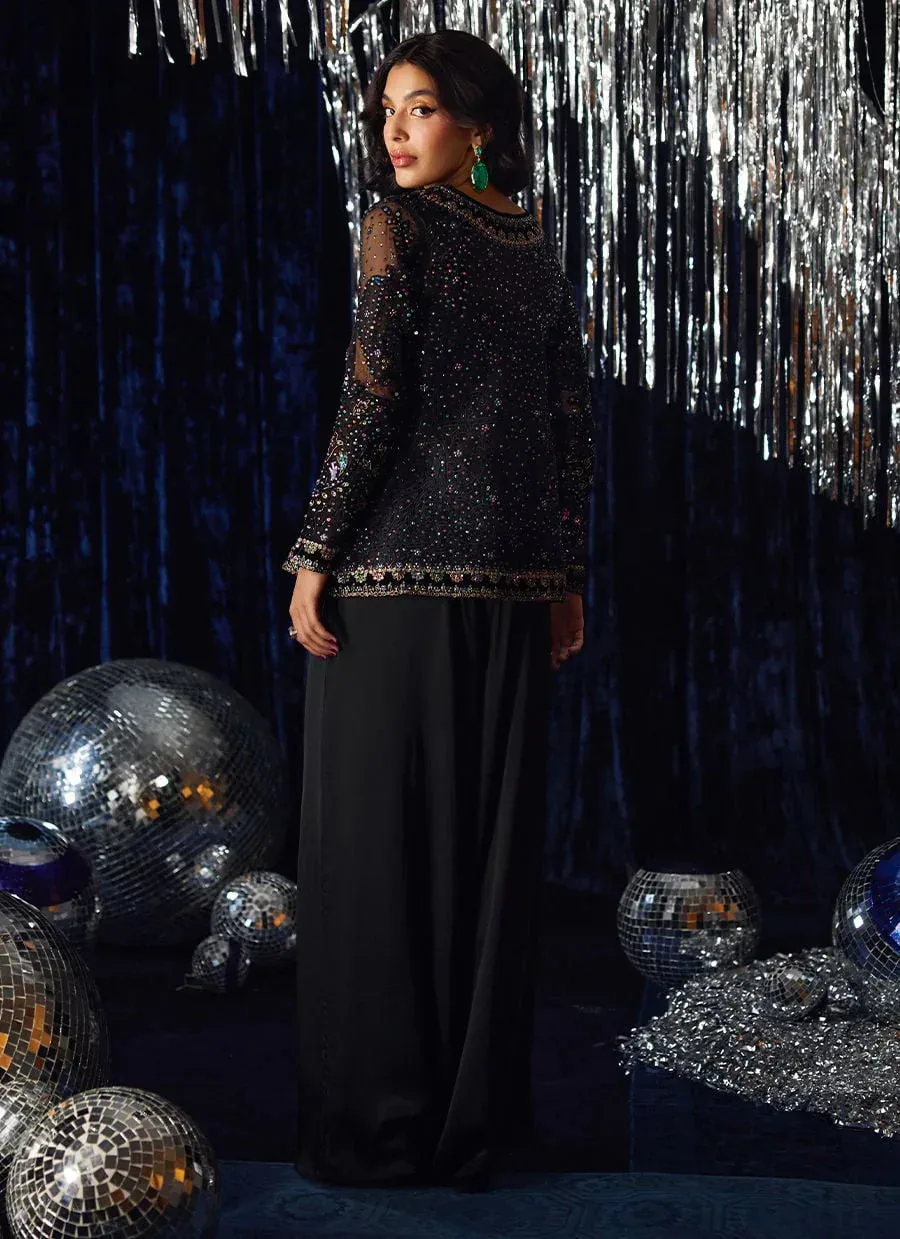 Farah Talib Aziz Velvet Fete 4 Black Raw Silk – view 2 – Poshaq