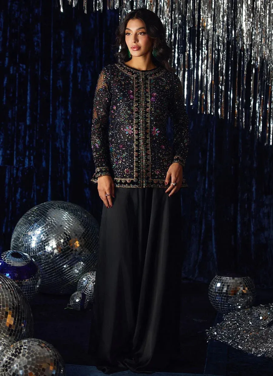 Farah Talib Aziz Velvet Fete 4 Black Raw Silk – view 5 – Poshaq