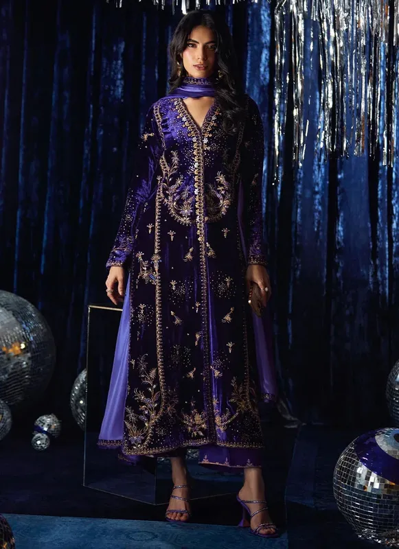 Farah Talib Aziz Velvet Fete 4 Purple Velvet – view 1 – Poshaq