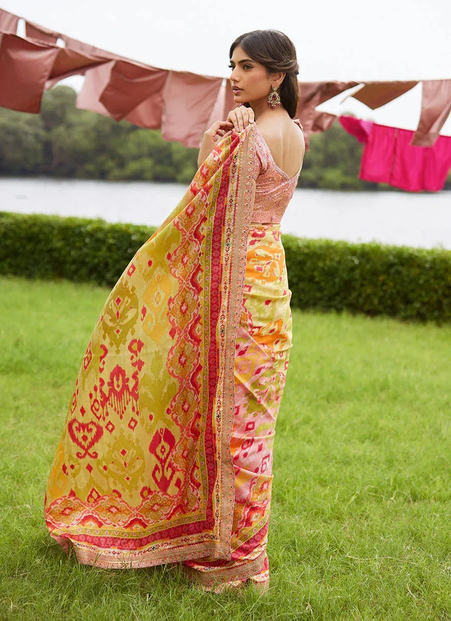 Farah Talib Aziz Mayna Festive Luxe Pret Salmon Pink Silk – view 2 – Poshaq