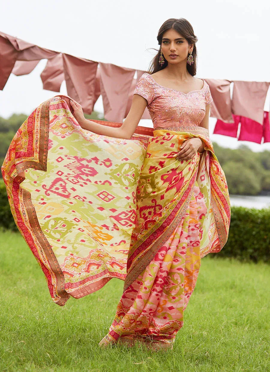 Farah Talib Aziz Mayna Festive Luxe Pret Salmon Pink Silk – view 4 – Poshaq