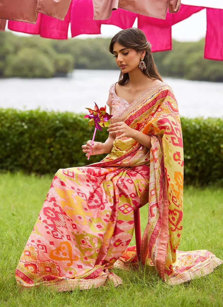 Farah Talib Aziz Mayna Festive Luxe Pret Salmon Pink Silk – view 5 – Poshaq