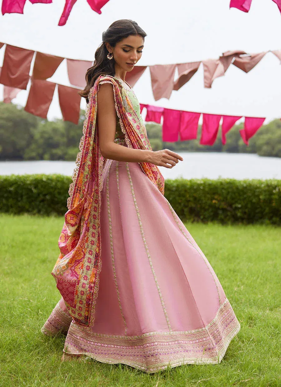 Farah Talib Aziz Mayna Festive Luxe Pret Pistachio Raw Silk – view 5 – Poshaq