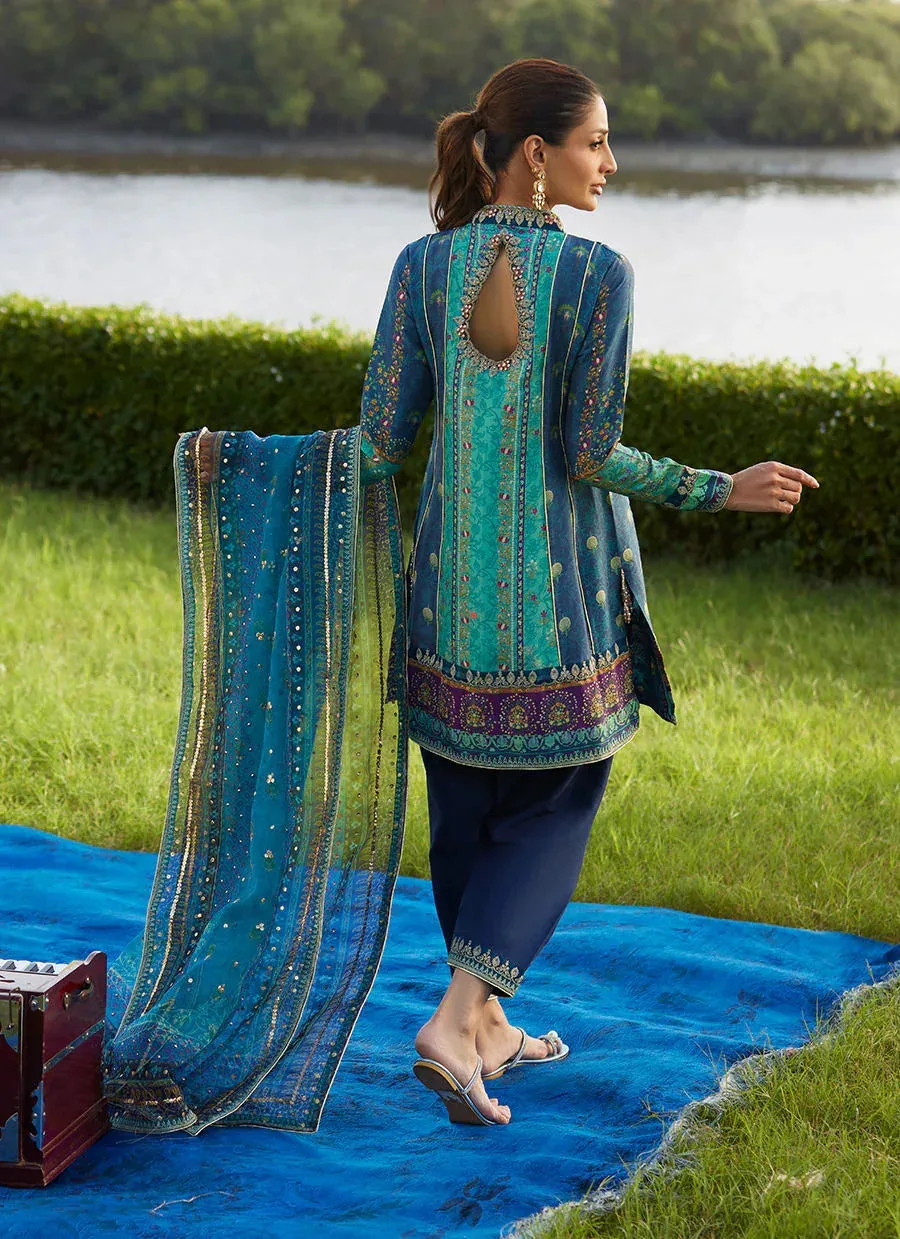 Farah Talib Aziz Mayna Festive Luxe Pret Zinc Raw Silk – view 2 – Poshaq