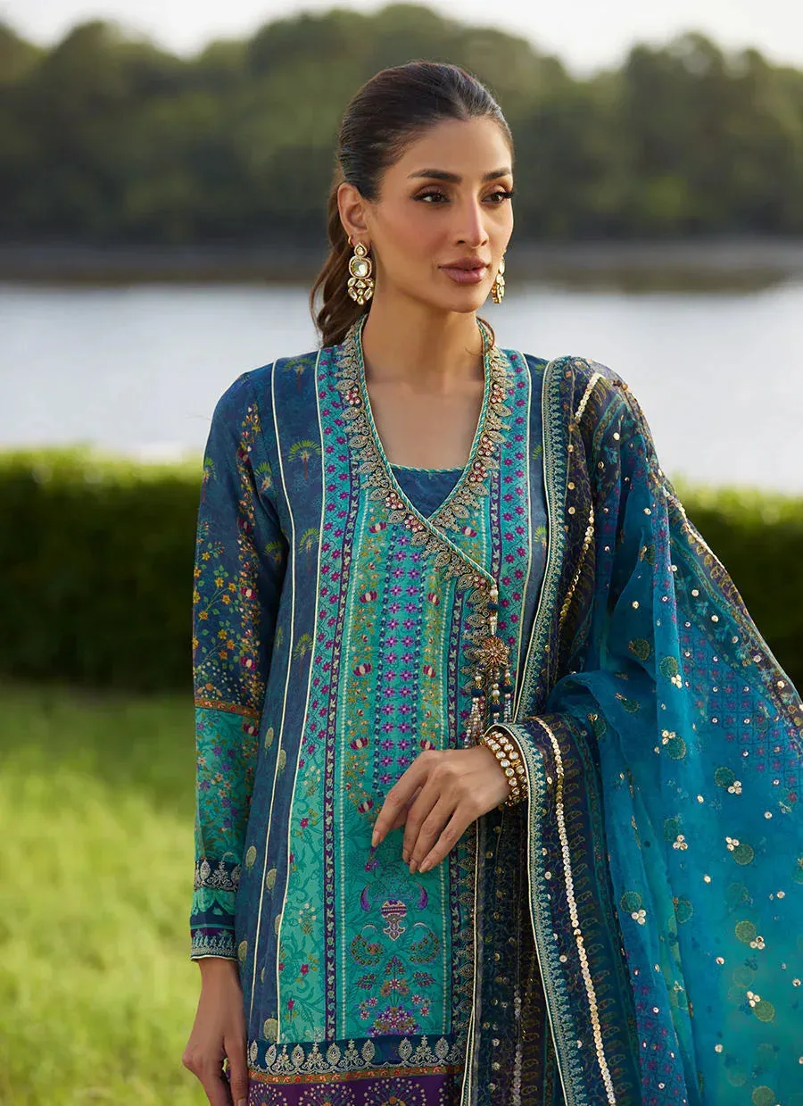 Farah Talib Aziz Mayna Festive Luxe Pret Zinc Raw Silk – view 3 – Poshaq