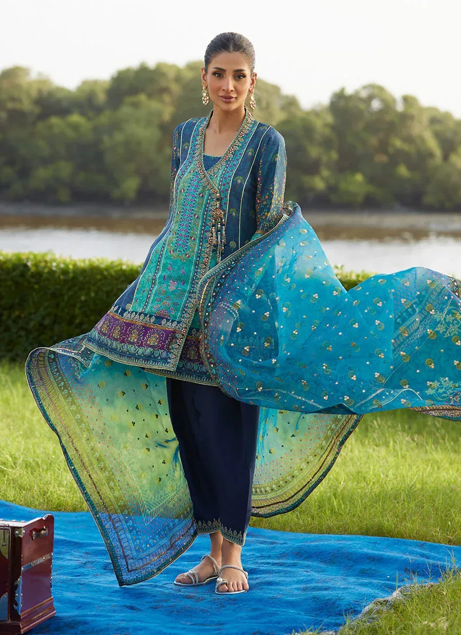 Farah Talib Aziz Mayna Festive Luxe Pret Zinc Raw Silk – view 5 – Poshaq