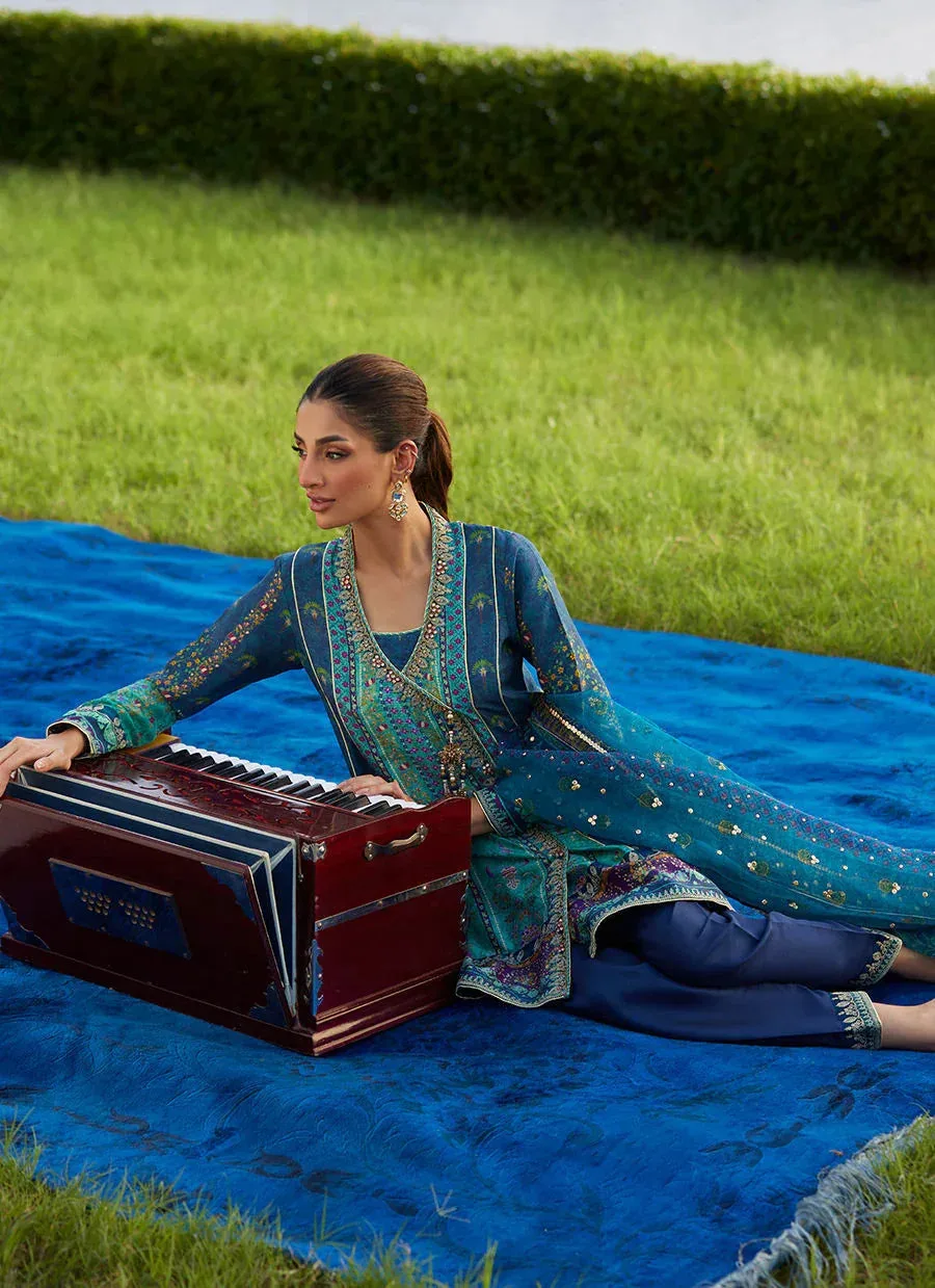 Farah Talib Aziz Mayna Festive Luxe Pret Zinc Raw Silk – view 6 – Poshaq