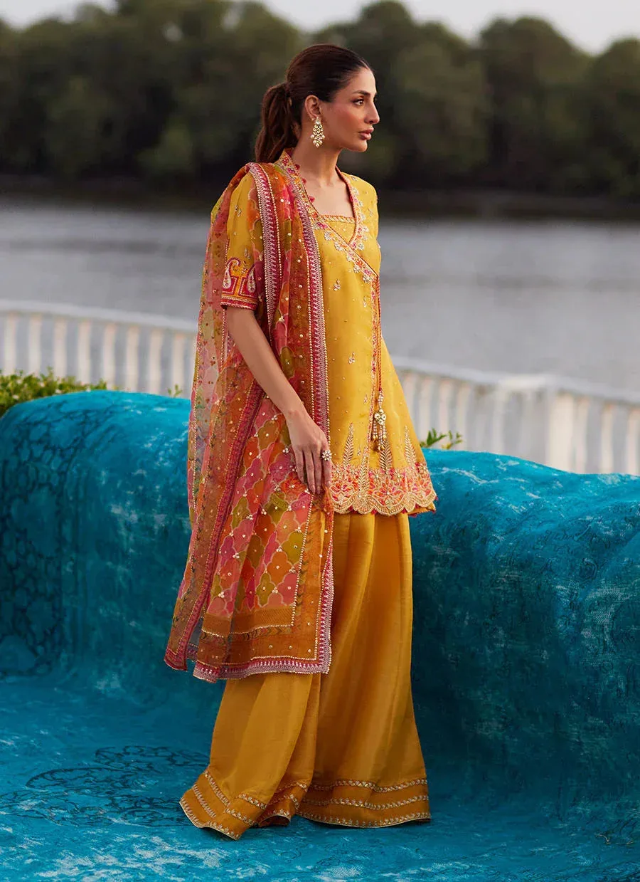 Farah Talib Aziz Mayna Festive Luxe Pret Saffron Organza – view 2 – Poshaq