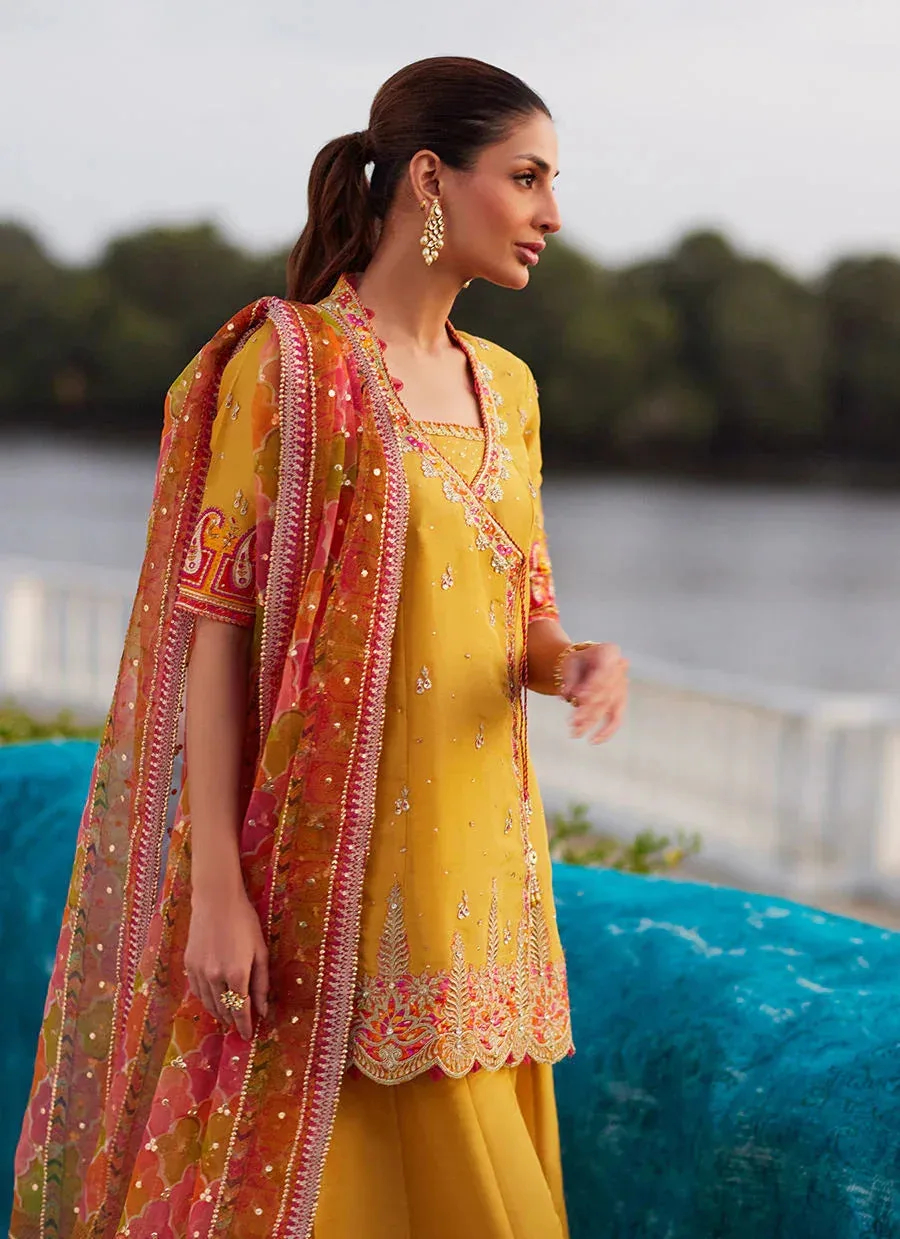 Farah Talib Aziz Mayna Festive Luxe Pret Saffron Organza – view 4 – Poshaq