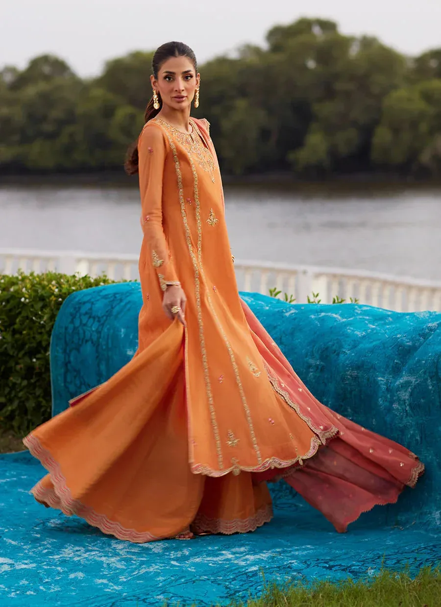 Farah Talib Aziz Mayna Festive Luxe Pret Orange Organza – view 2 – Poshaq