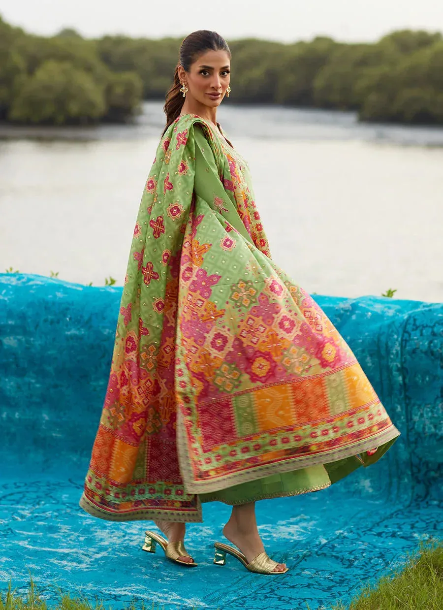 Farah Talib Aziz Mayna Festive Luxe Pret Pistachio Silk – view 2 – Poshaq