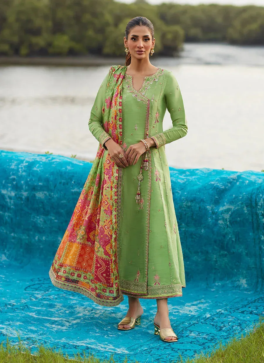 Farah Talib Aziz Mayna Festive Luxe Pret Pistachio Silk – view 5 – Poshaq
