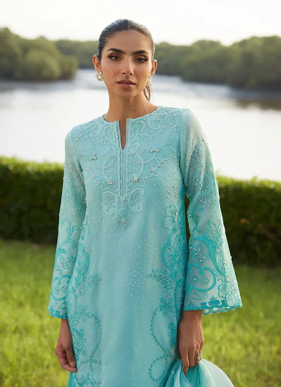 Farah Talib Aziz Mayna Festive Luxe Pret Turqiouse Raw Silk – view 3 – Poshaq