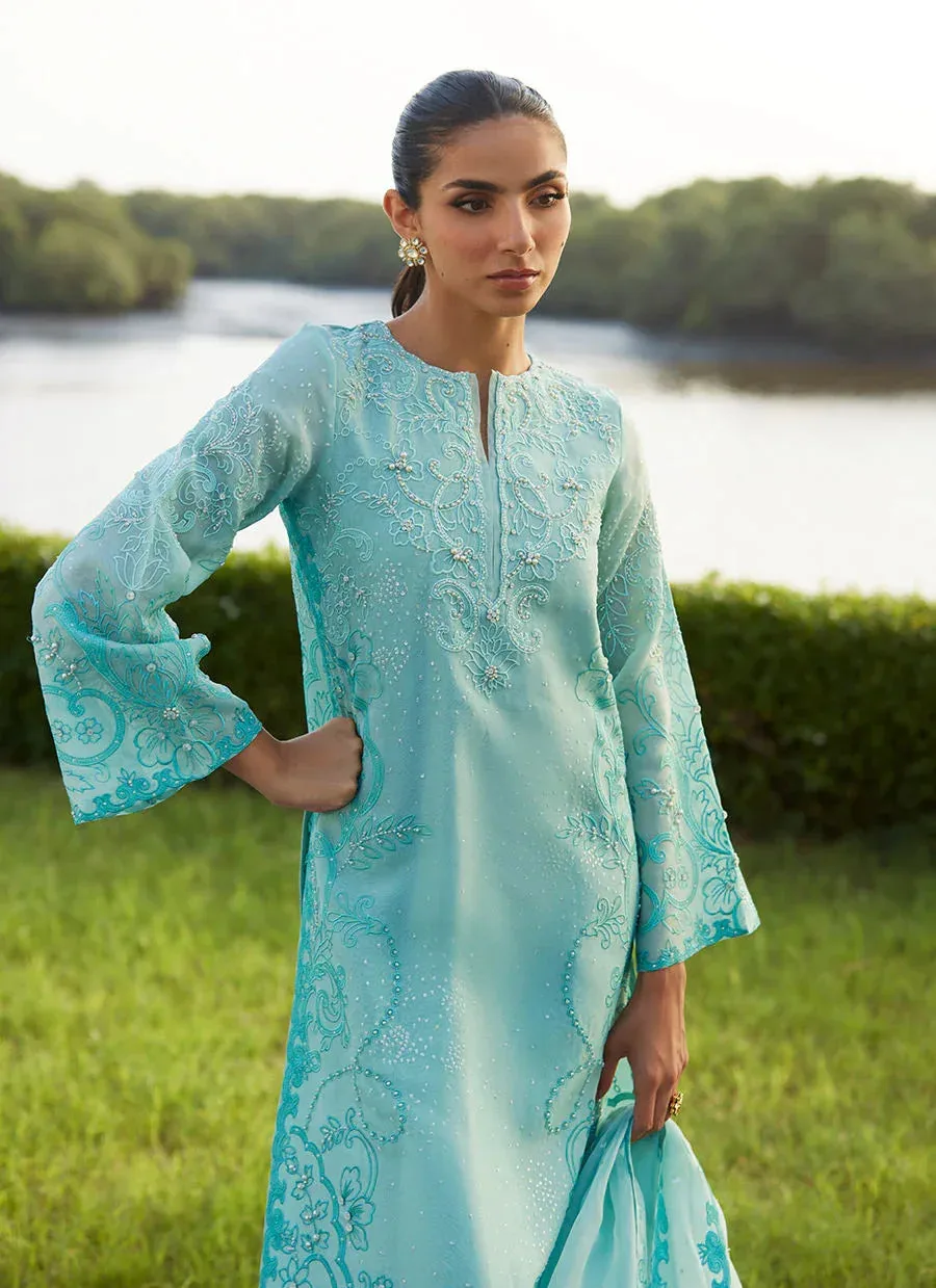 Farah Talib Aziz Mayna Festive Luxe Pret Turqiouse Raw Silk – view 4 – Poshaq