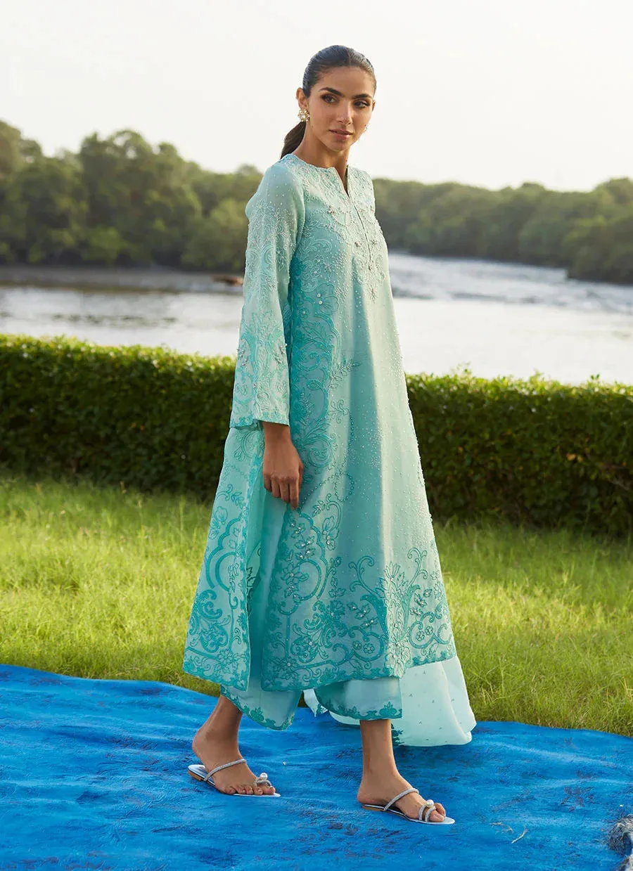 Farah Talib Aziz Mayna Festive Luxe Pret Turqiouse Raw Silk – view 5 – Poshaq