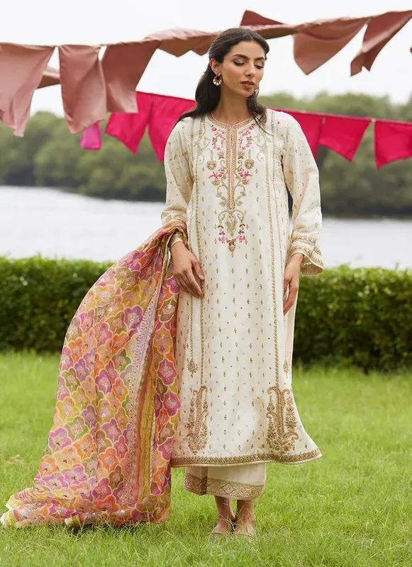 Farah Talib Aziz Mayna Festive Luxe Pret Ivory Raw Silk – view 1 – Poshaq