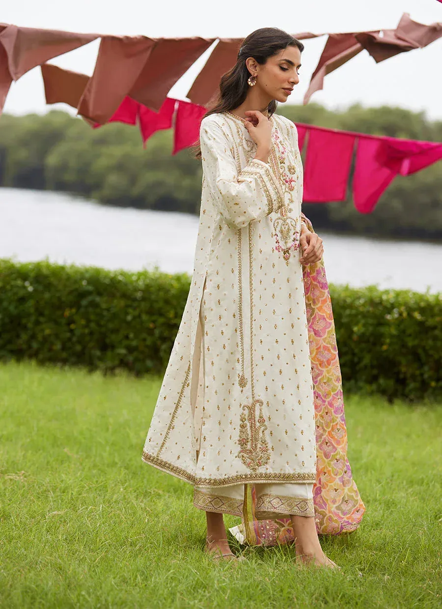 Farah Talib Aziz Mayna Festive Luxe Pret Ivory Raw Silk – view 2 – Poshaq