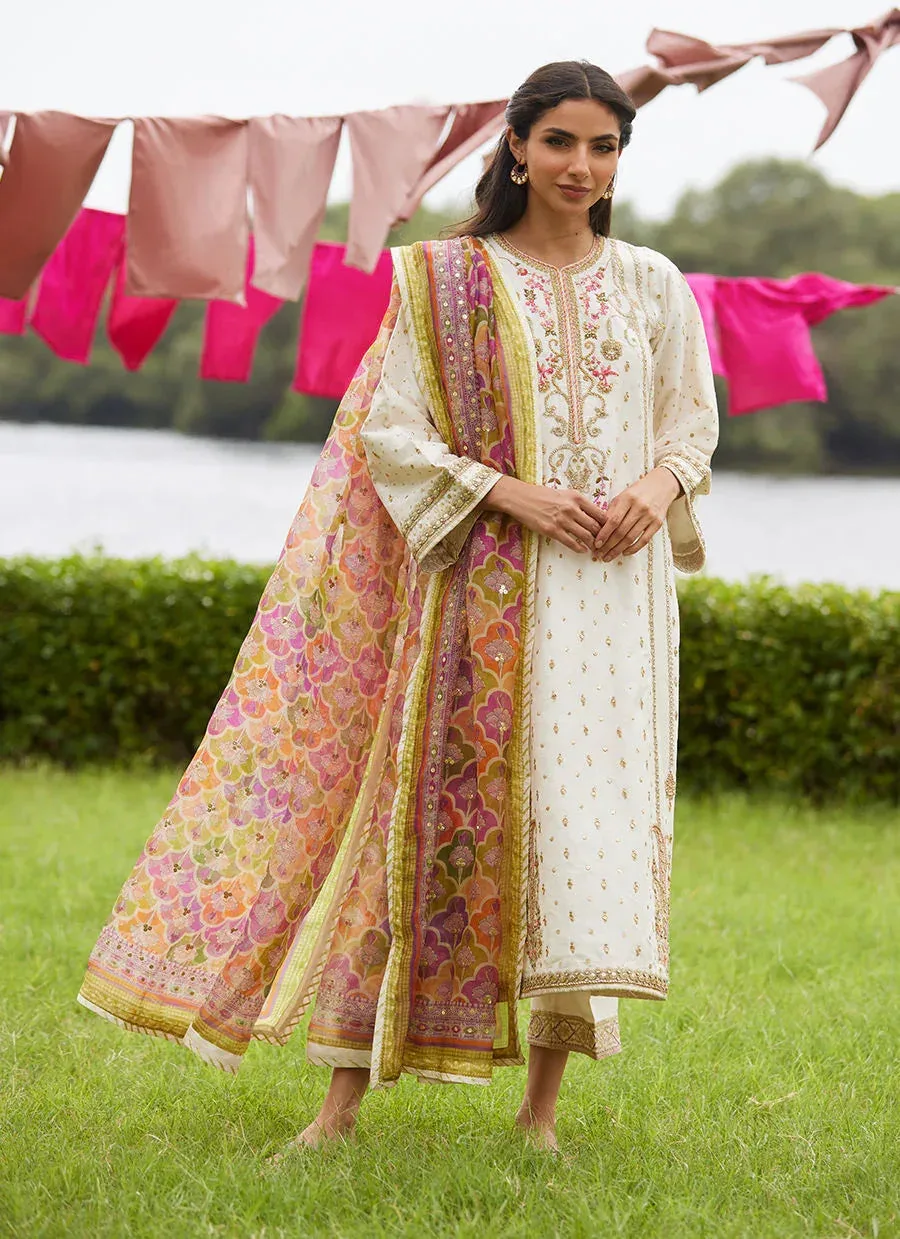 Farah Talib Aziz Mayna Festive Luxe Pret Ivory Raw Silk – view 4 – Poshaq