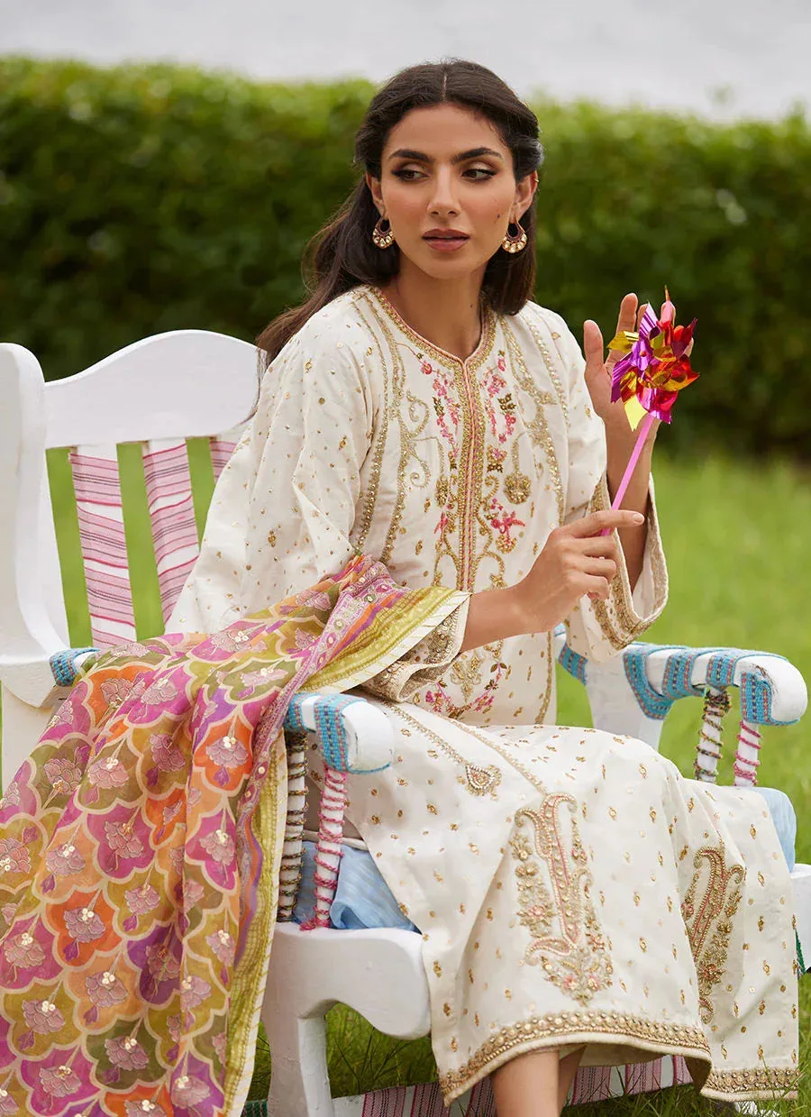 Farah Talib Aziz Mayna Festive Luxe Pret Ivory Raw Silk – view 5 – Poshaq