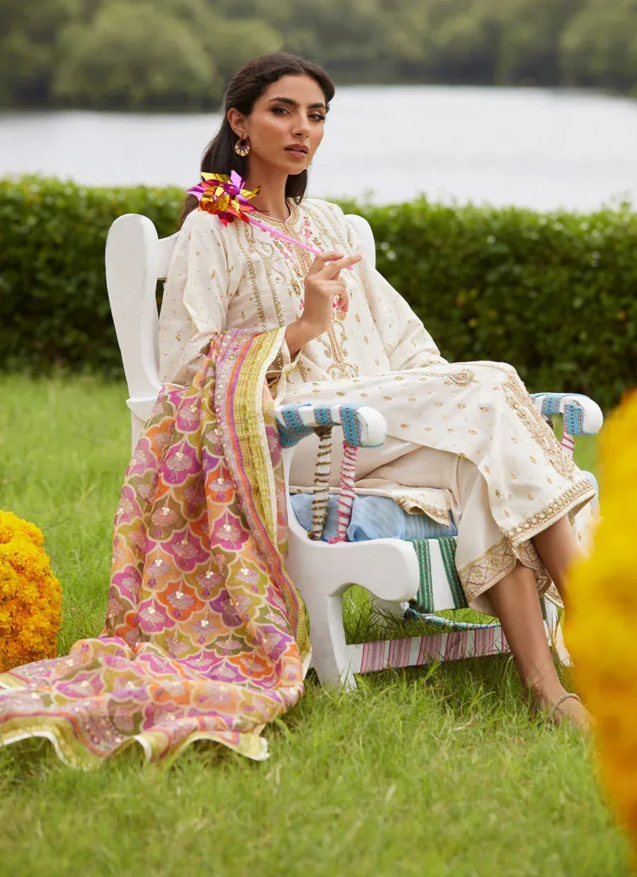 Farah Talib Aziz Mayna Festive Luxe Pret Ivory Raw Silk – view 6 – Poshaq