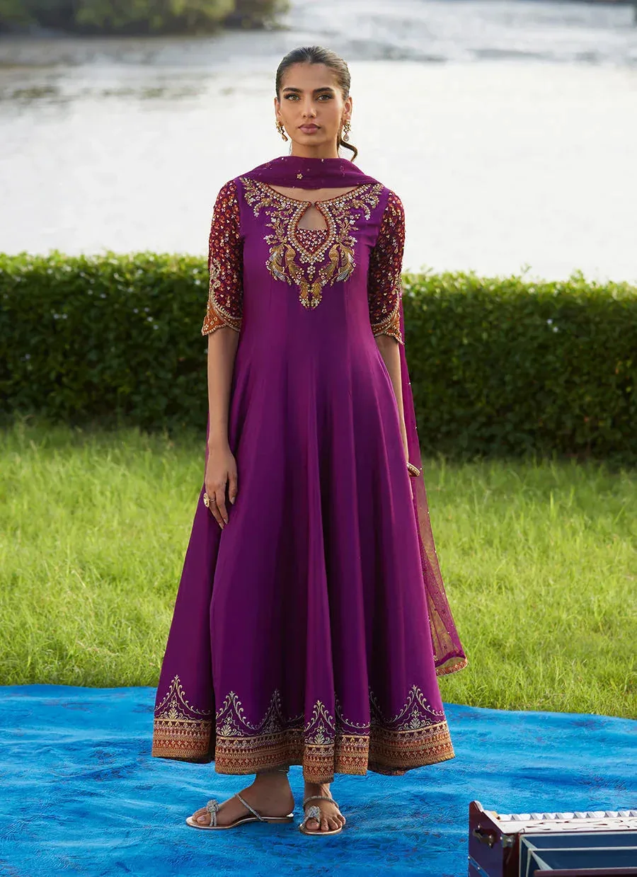 Farah Talib Aziz Mayna Festive Luxe Pret Plum Raw Silk – view 1 – Poshaq