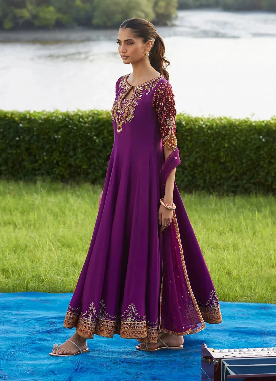 Farah Talib Aziz Mayna Festive Luxe Pret Plum Raw Silk – view 2 – Poshaq