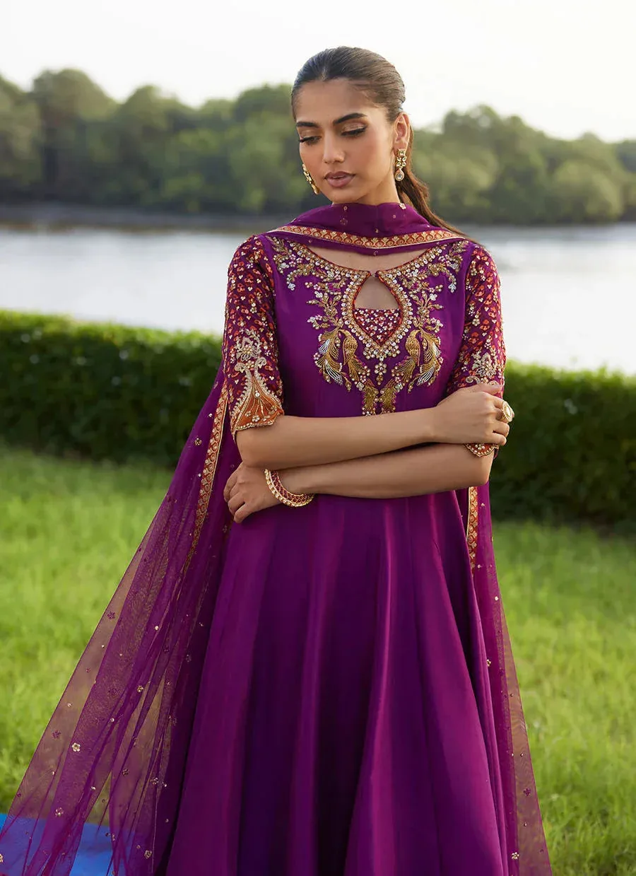 Farah Talib Aziz Mayna Festive Luxe Pret Plum Raw Silk – view 4 – Poshaq