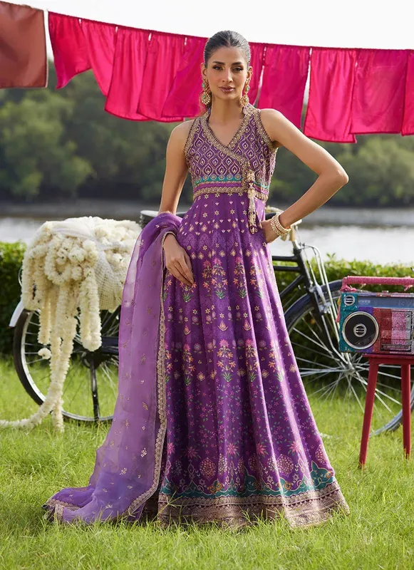 Farah Talib Aziz Mayna Festive Luxe Pret Plum Raw Silk – view 1 – Poshaq
