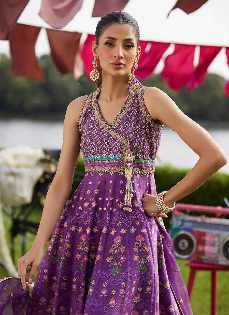 Farah Talib Aziz Mayna Festive Luxe Pret Plum Raw Silk – view 3 – Poshaq