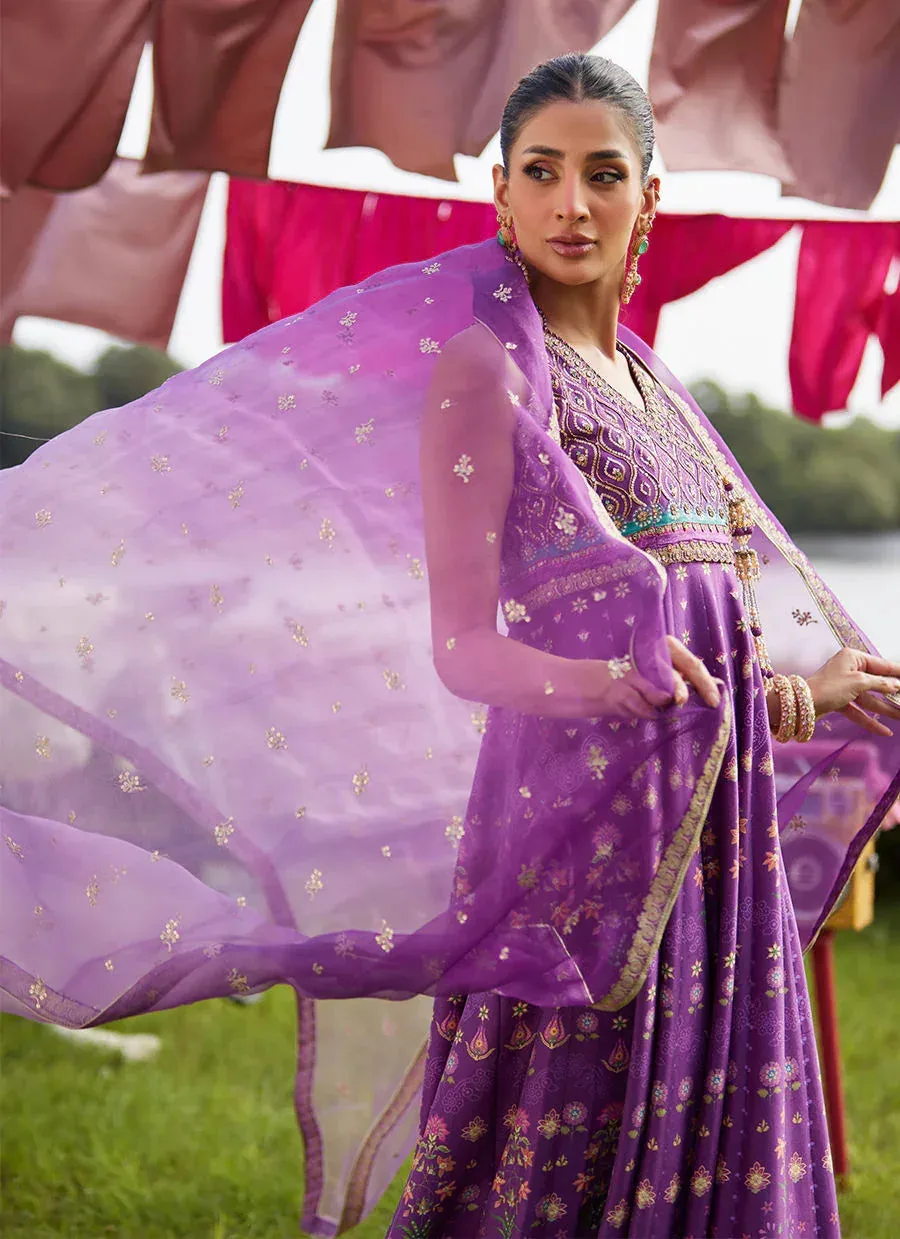 Farah Talib Aziz Mayna Festive Luxe Pret Plum Raw Silk – view 5 – Poshaq